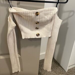 Cream Off-Shoulder Sweater